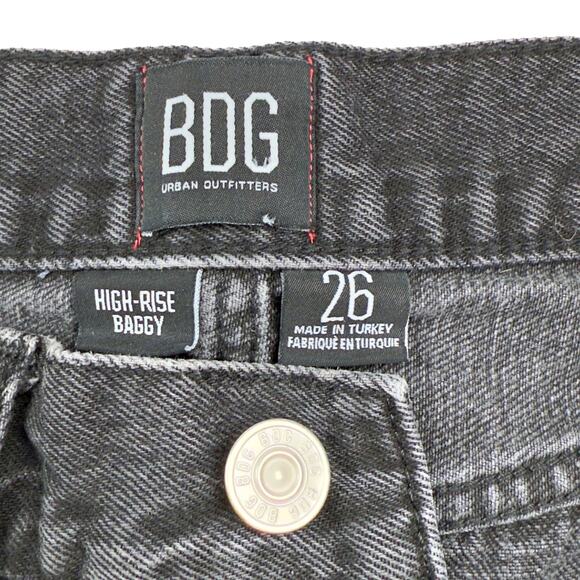 BDG Urban Outfitters High-Rise Baggy Black Denim Destroyed Denim Sz 26 - Picture 5 of 8